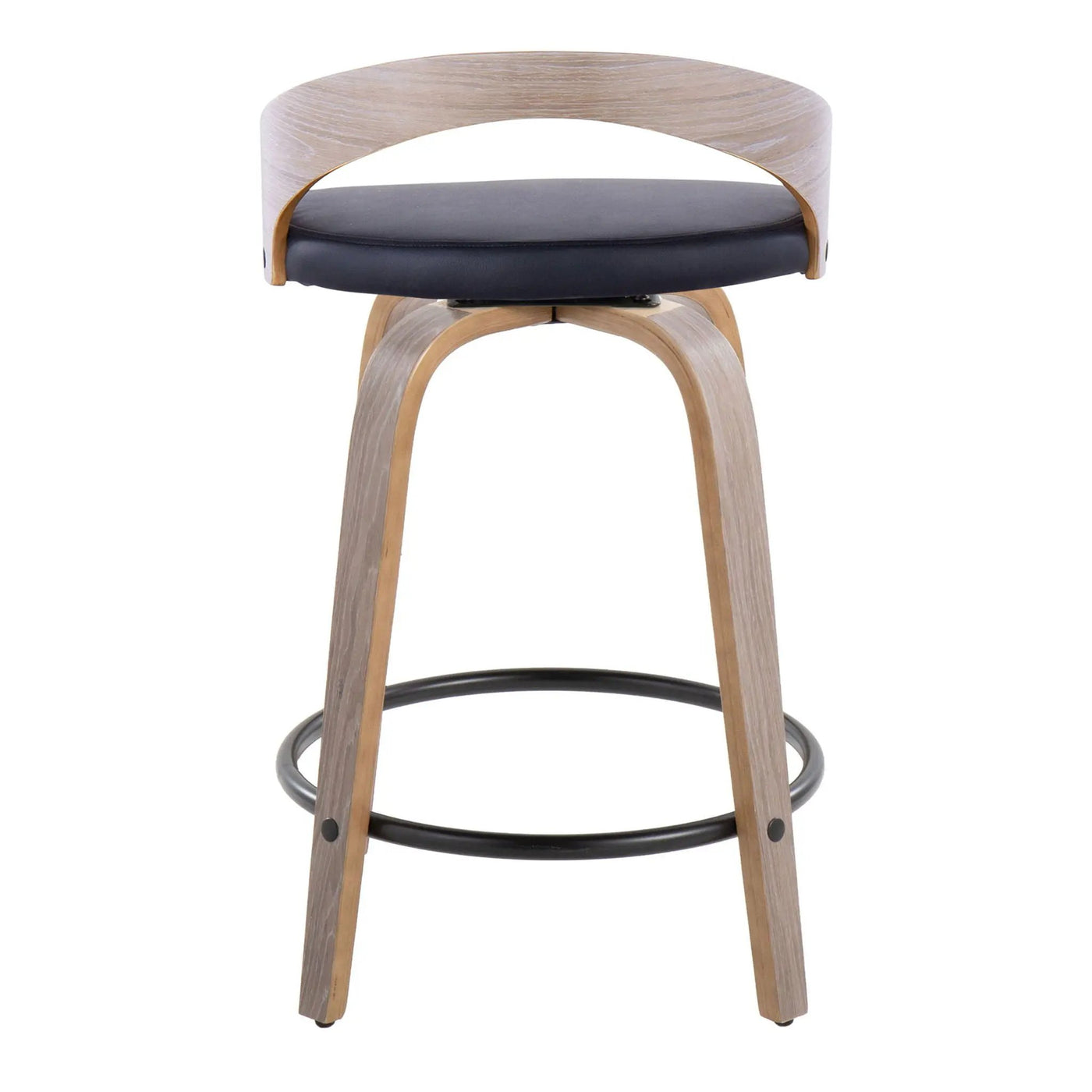 Grotto - Contemporary Fixed Height Counter Stool & Swivel With Round Footrest (Set of 2) by HouseOfZazla