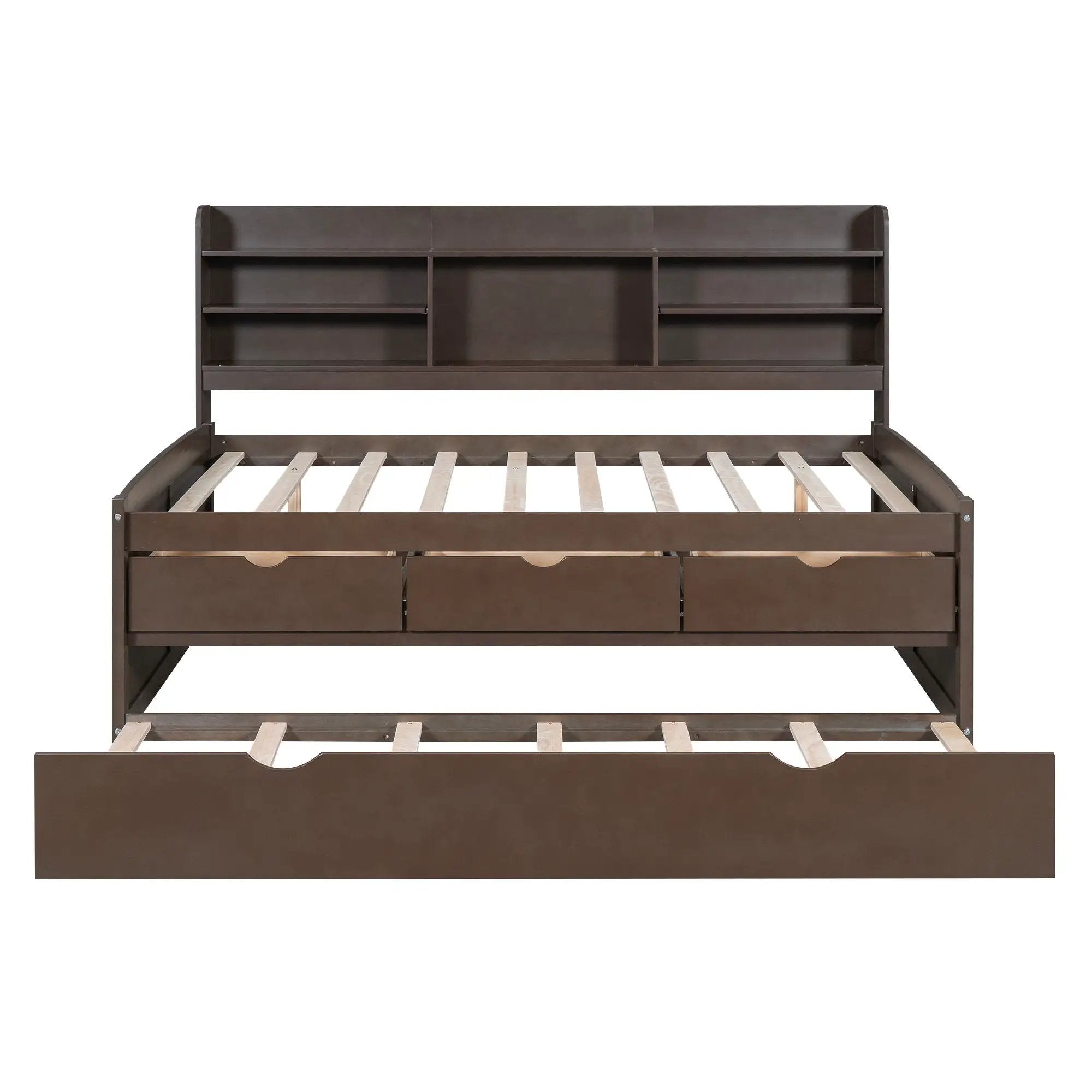 Captain Bed With Built In Bookshelves, 3 Storage Drawers, And Trundle by HouseOfZazla