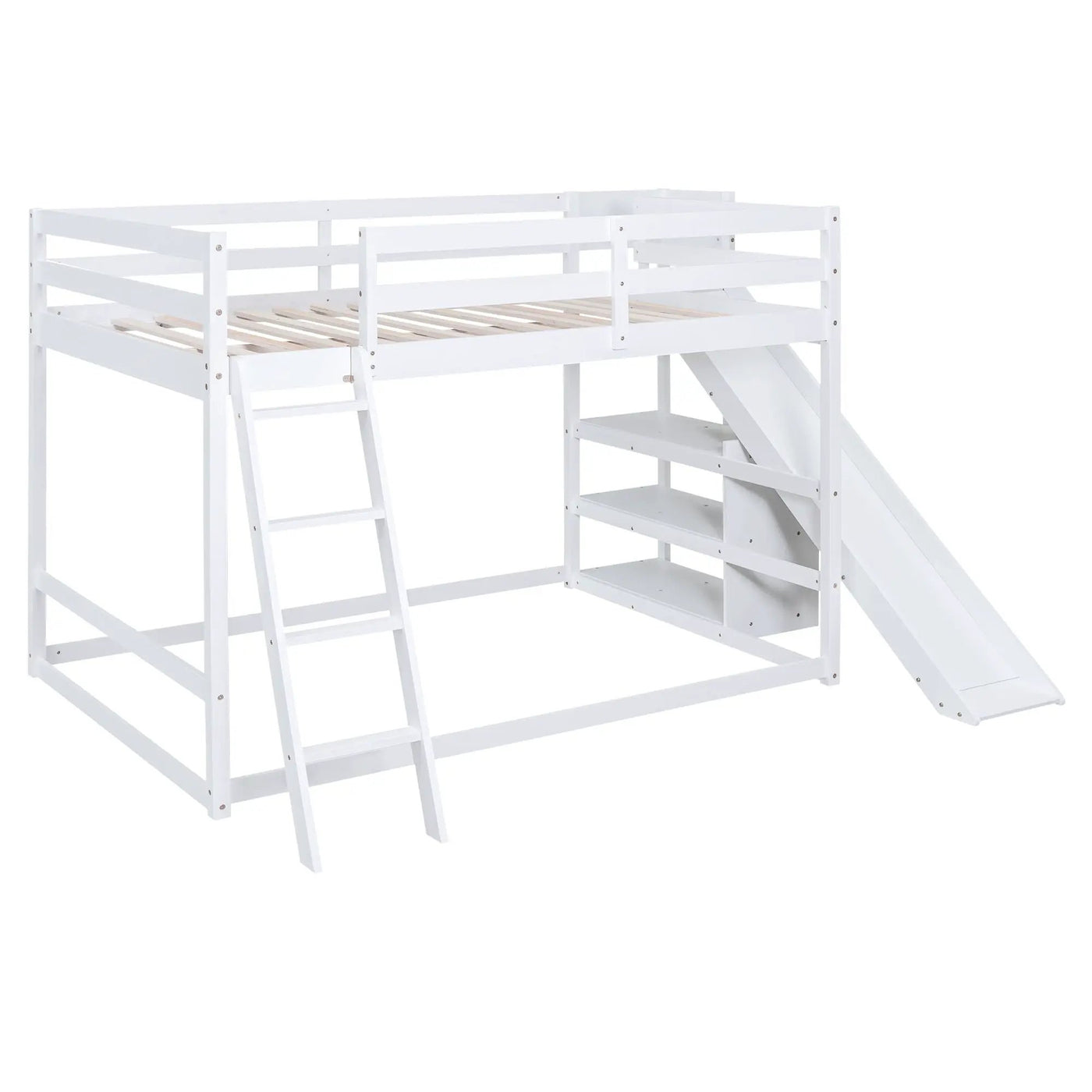 Bunk Bed With Ladder, Slide, And Shelves Pine Wood by Unique Piece Furniture