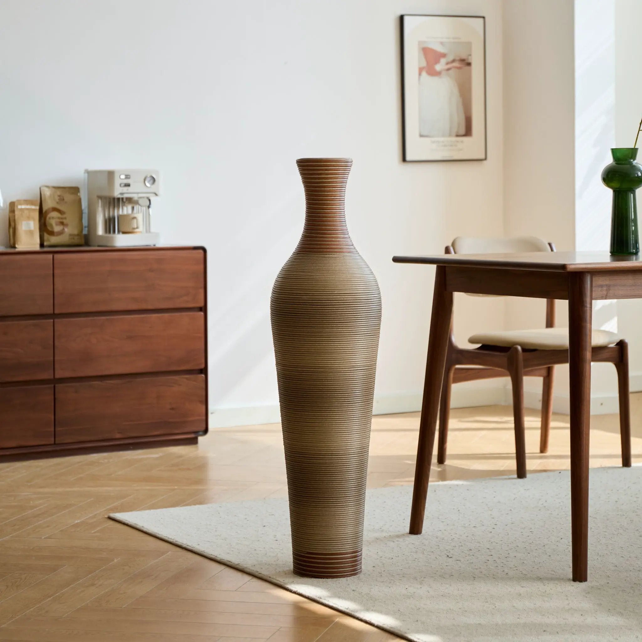 Tall Vase - Brown Decorative Floor Vase, Classic Neat Floor Vase Tall Freestanding Flower Holder, Artificial Rattan Vase, Floor Vase, Flower Holder For Home Decor - Gray by Unique Piece Furniture