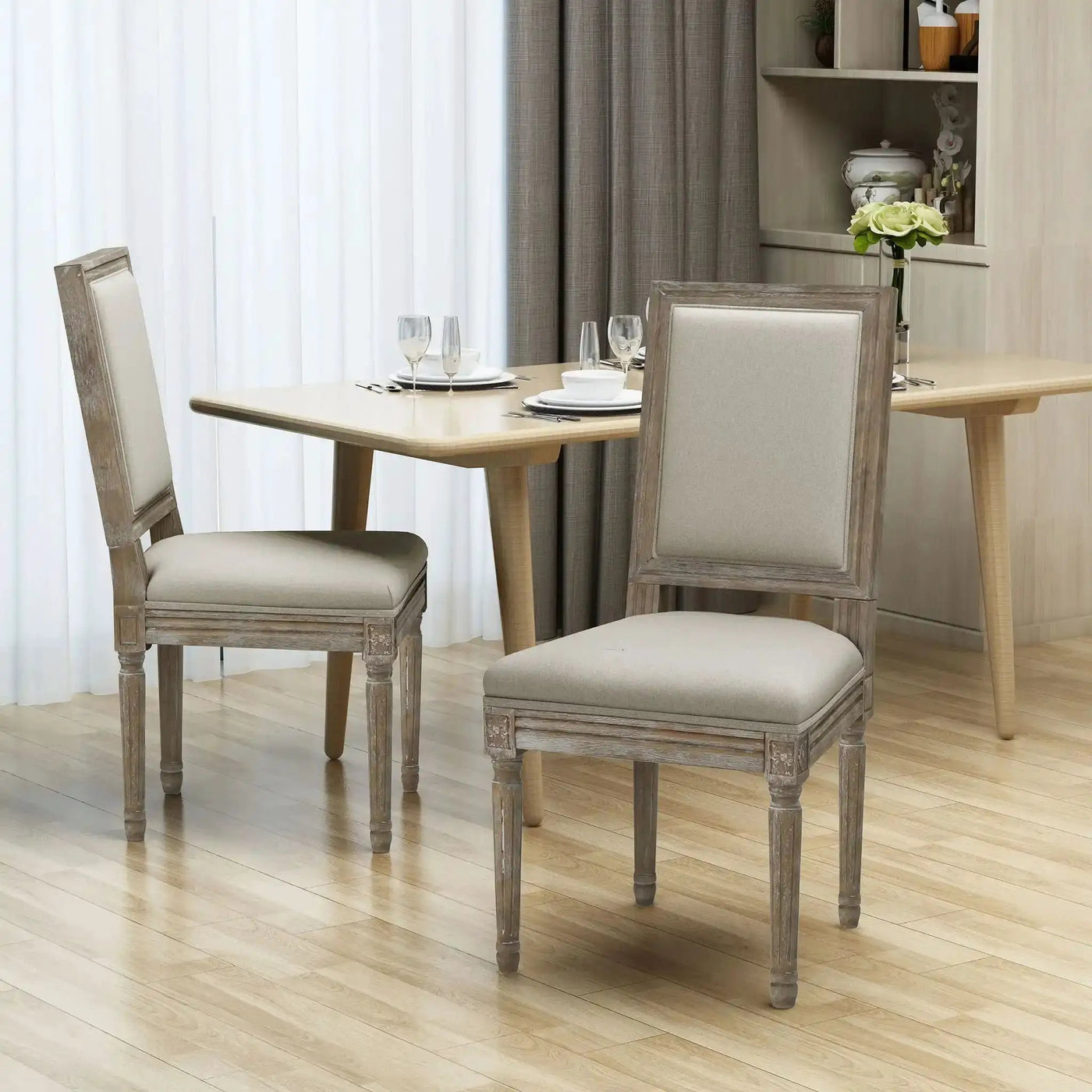 Traditional Style Dining Chair Set With Fabric Upholstery by HouseOfZazla