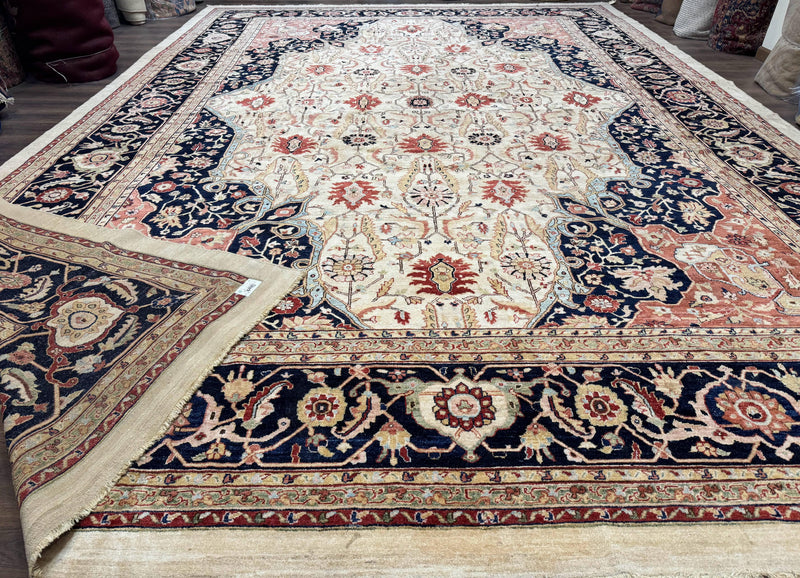 Large Palace Sized Stark Carpet 13x19, Traditional Wool Handmade Rug, Beige by Jewel Rugs
