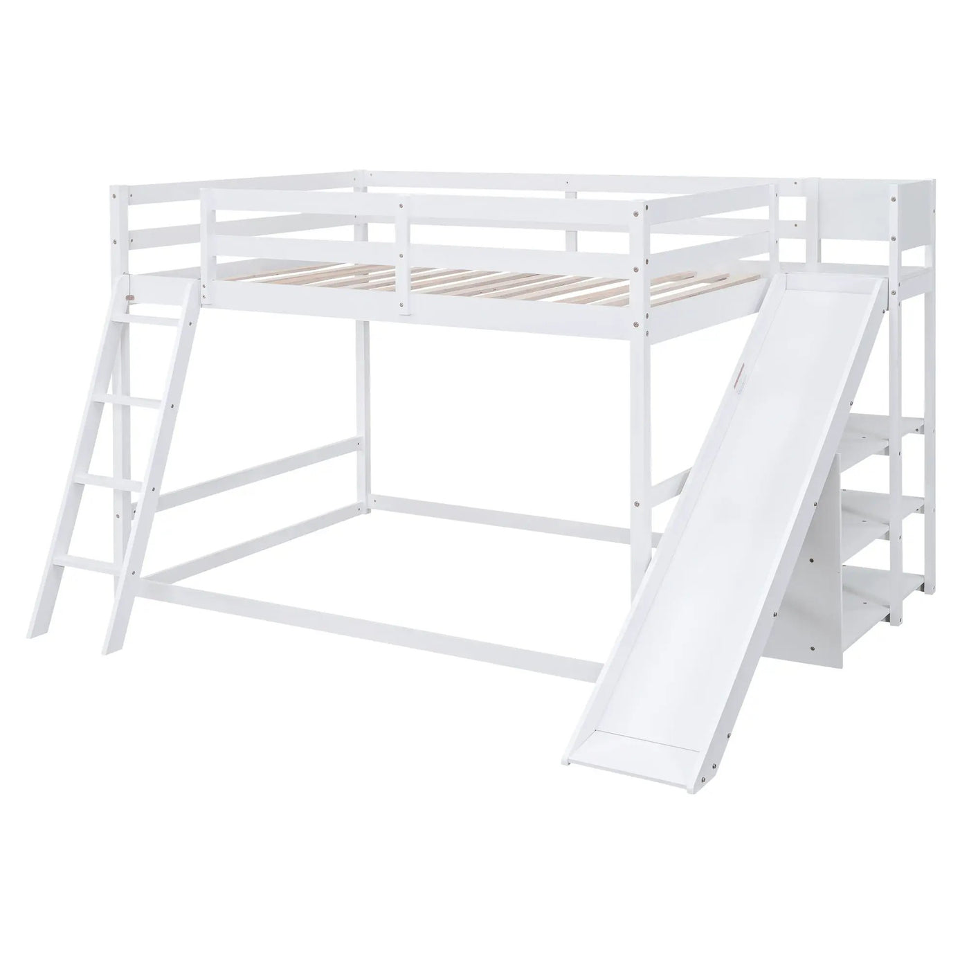 Bunk Bed With Ladder, Slide, And Shelves Pine Wood by Unique Piece Furniture