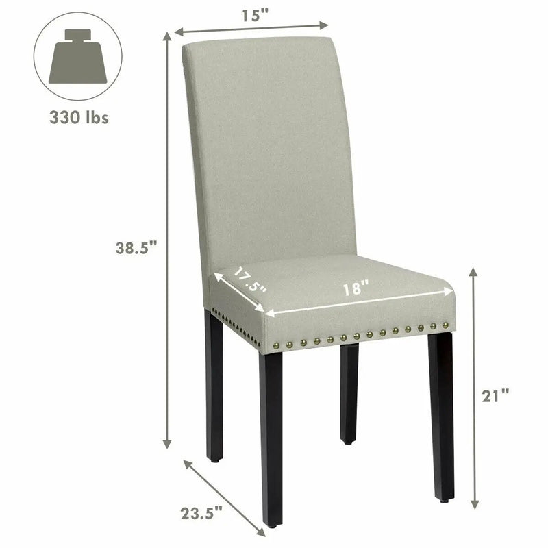 Set of 2 Fabric Upholstered Dining Chairs with Nailhead by DirectDeals