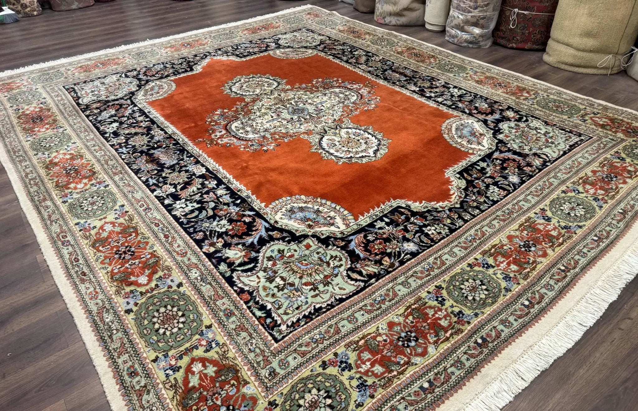 Persian Rug 11x13, Semi Open Field, Soft Wool Pile, Vintage Persian Carpet, Persian Tabriz Tabatabai by Jewel Rugs