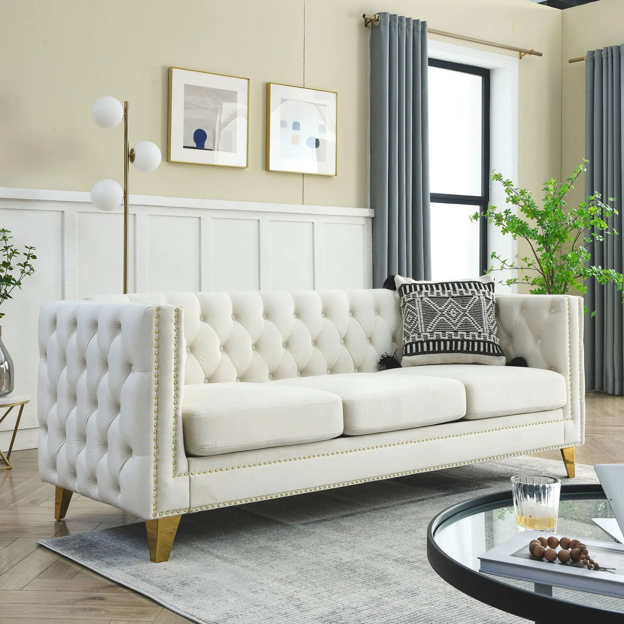 Modern Sofa With Button Tufting, Upholstered Couch For Living Room by HouseOfZazla