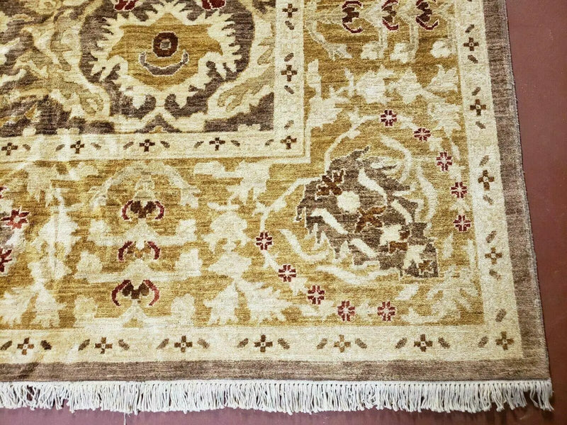 10' X 14' Handmade Pak Peshavar Chobi Agra Wool Carpet Coffee Brown Gold by Jewel Rugs