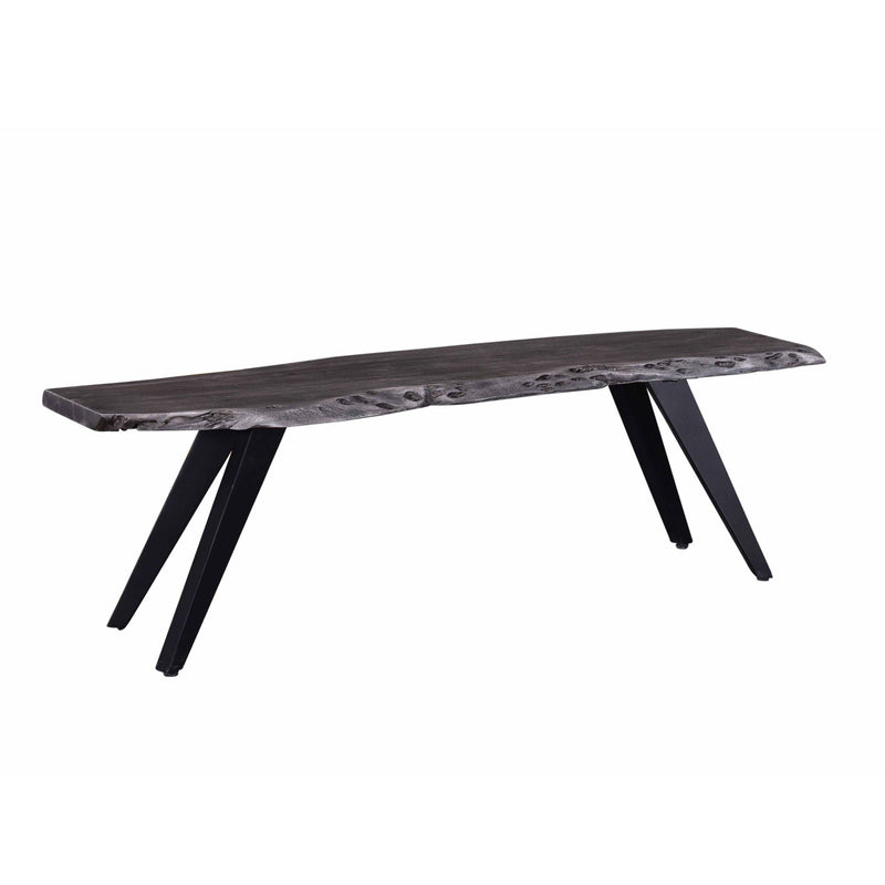 Modern Acacia Wood Dining Bench, Live Edge Design Accent Bench With Iron Legs - Black / Gray by HouseOfZazla