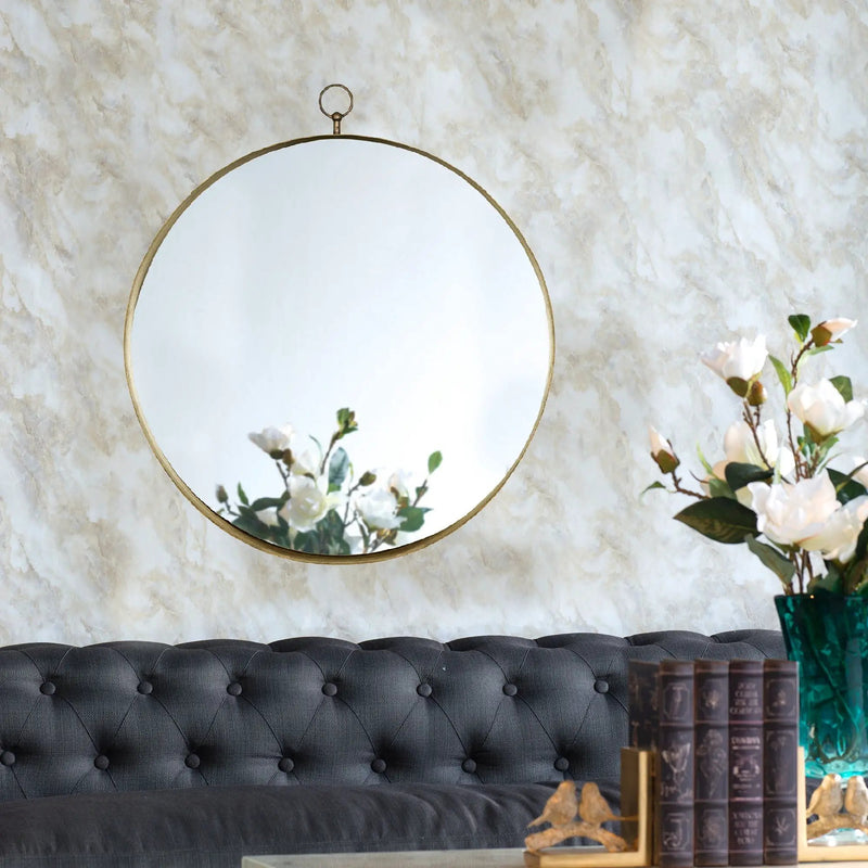 Round Mirror, Circle Mirror With Iron Frame For Living Room Bedroom Vanity Entryway, Hallway by Unique Piece Furniture