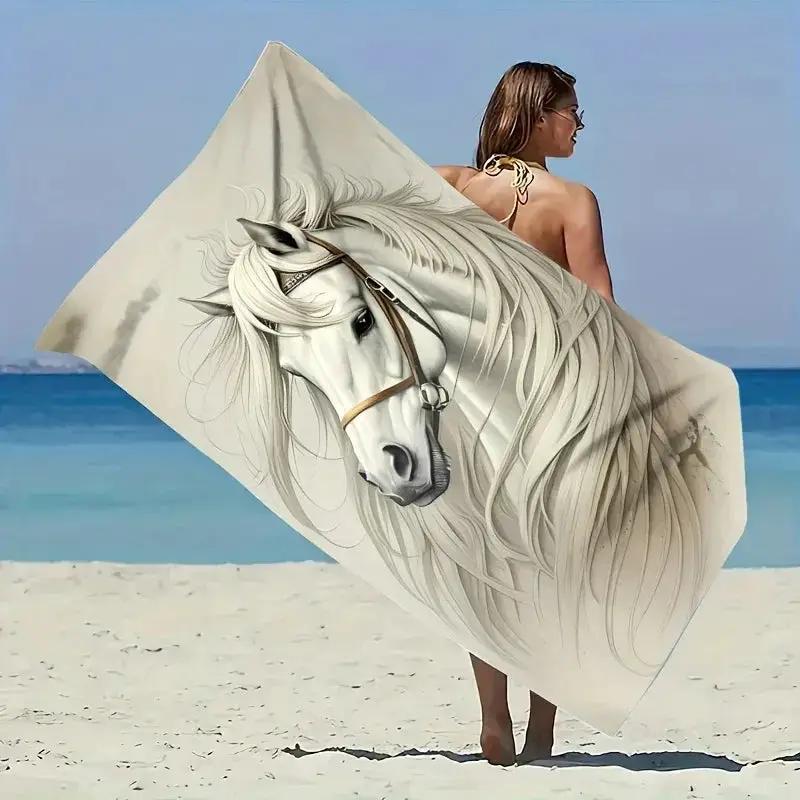 Beach Towel - Quick-Dry Microfiber Horse Print by House Of Avana