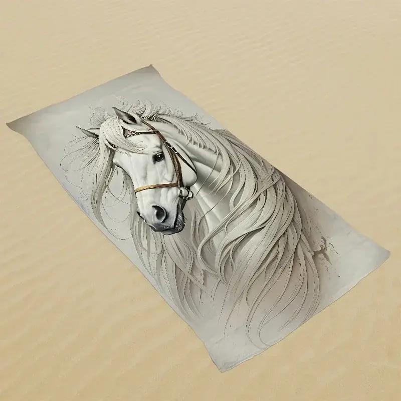 Beach Towel - Quick-Dry Microfiber Horse Print by House Of Avana