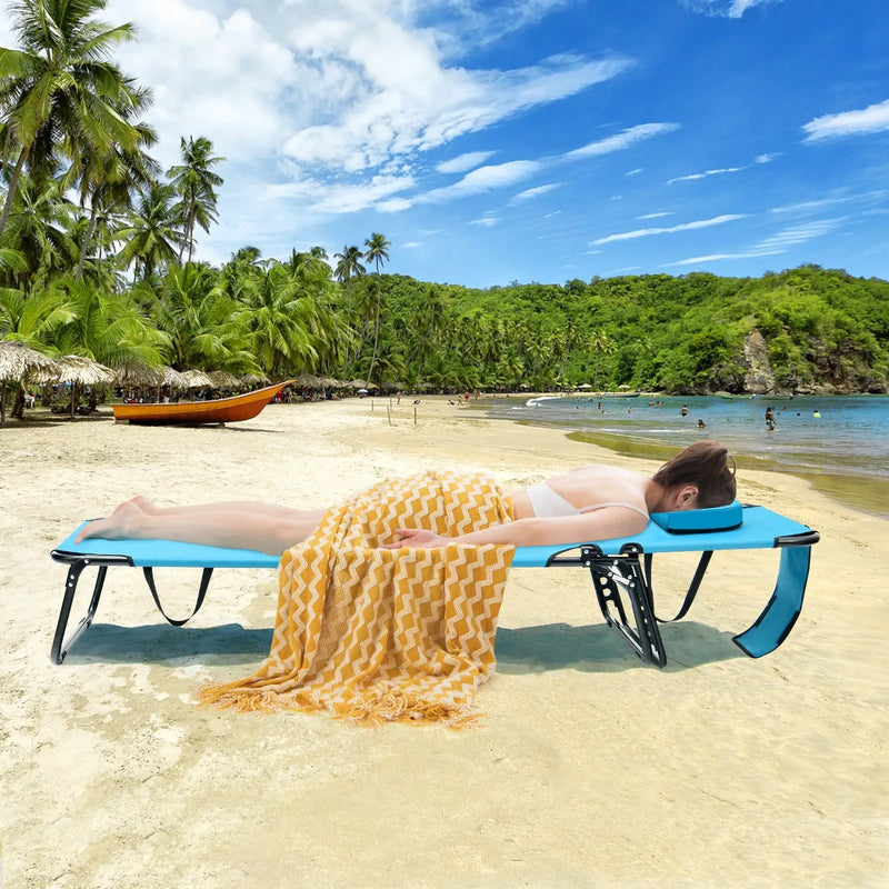 Beach Chaise Lounge Chair with Face Hole and Removable Pillow by DirectDeals