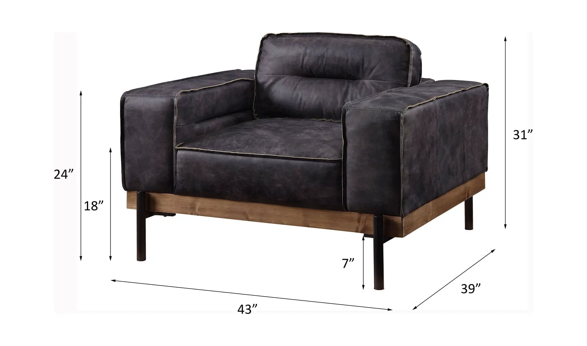 Silchester - Chair - Antique Ebony Top Grain Leather by Unique Piece Furniture