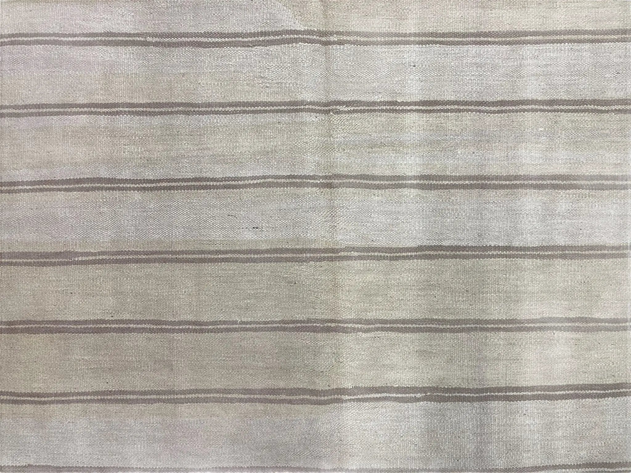 5x8 Turkish Kilim Rug, Flatweave Carpet, Striped Blanket, Southwestern Design, New, Gray, Wool, High Quality, Hand-Knotted by Jewel Rugs