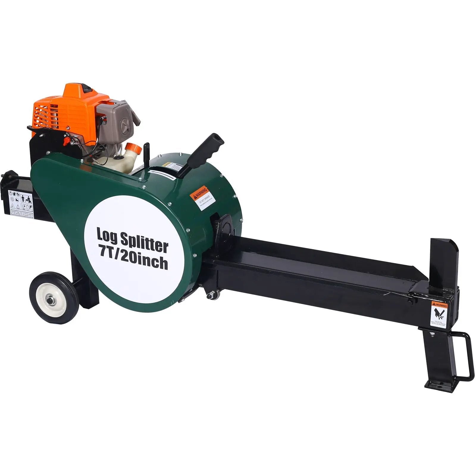 Portable Double Flywheel Electric Log Splitter 7 Ton Gas Log Splitter With Auto Return Steel - Gray by HouseOfZazla