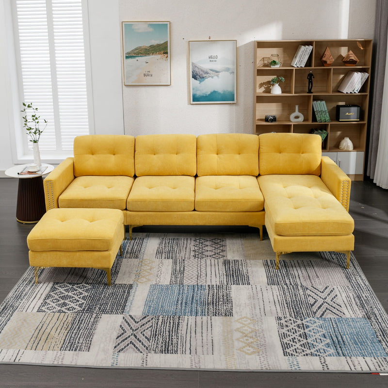 Modern L - Shape Convertible Sectional Sofa With Movable Ottoman by HouseOfZazla