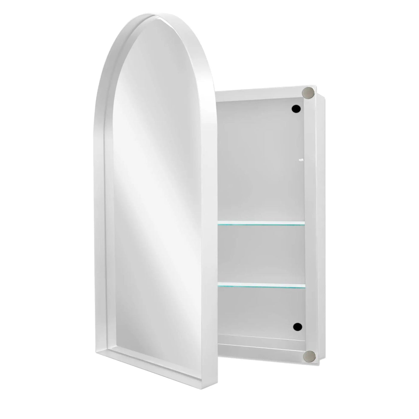 Arched Recessed Medicine Cabinet, Metal Framed Bathroom Wall Cabinet With Mirror And Adjustable Shelves, Wall Mirror With Storage For Bathroom by Unique Piece Furniture