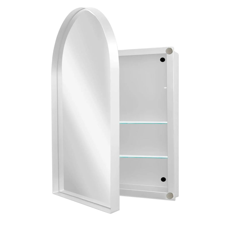 Arched Recessed Medicine Cabinet, Metal Framed Bathroom Wall Cabinet With Mirror And Adjustable Shelves, Wall Mirror With Storage For Bathroom by Unique Piece Furniture