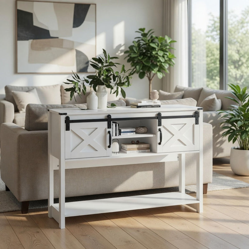 Farmhouse Entryway Table With Sliding Barn Door by HouseOfZazla