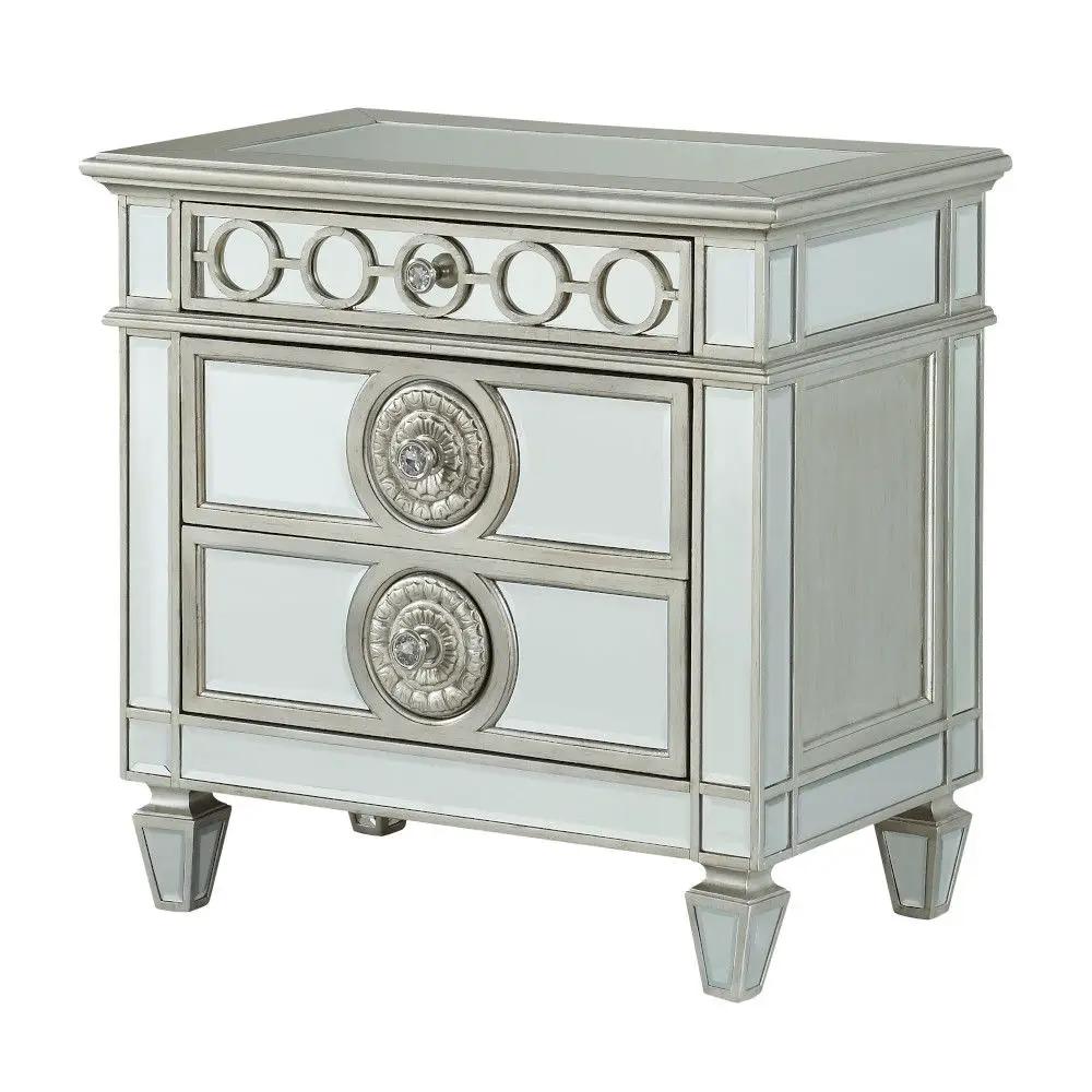 Varian - Mirrored Nightstand - Silver by Unique Piece Furniture