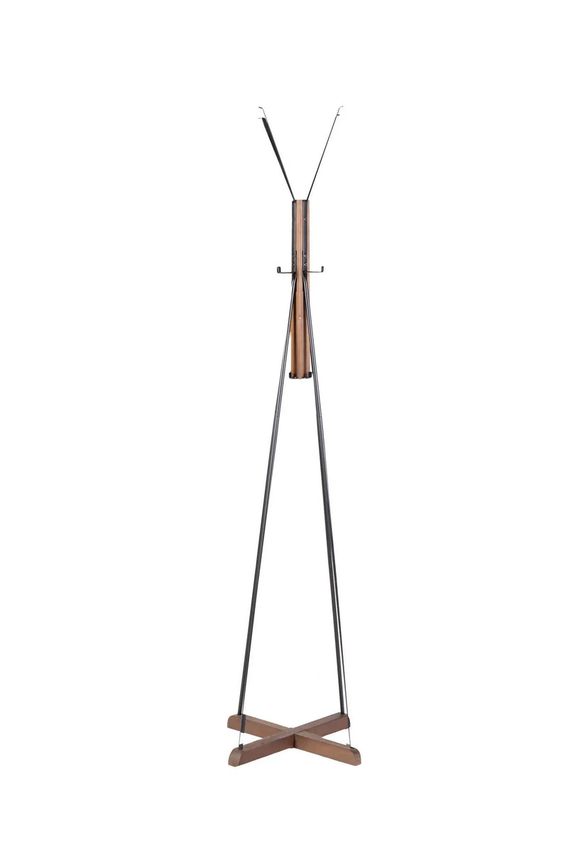 Reclaimed Wood And Metal Freestanding Coat Rack With Hooks Use In Bedroom, Living Room - Natural by HouseOfZazla