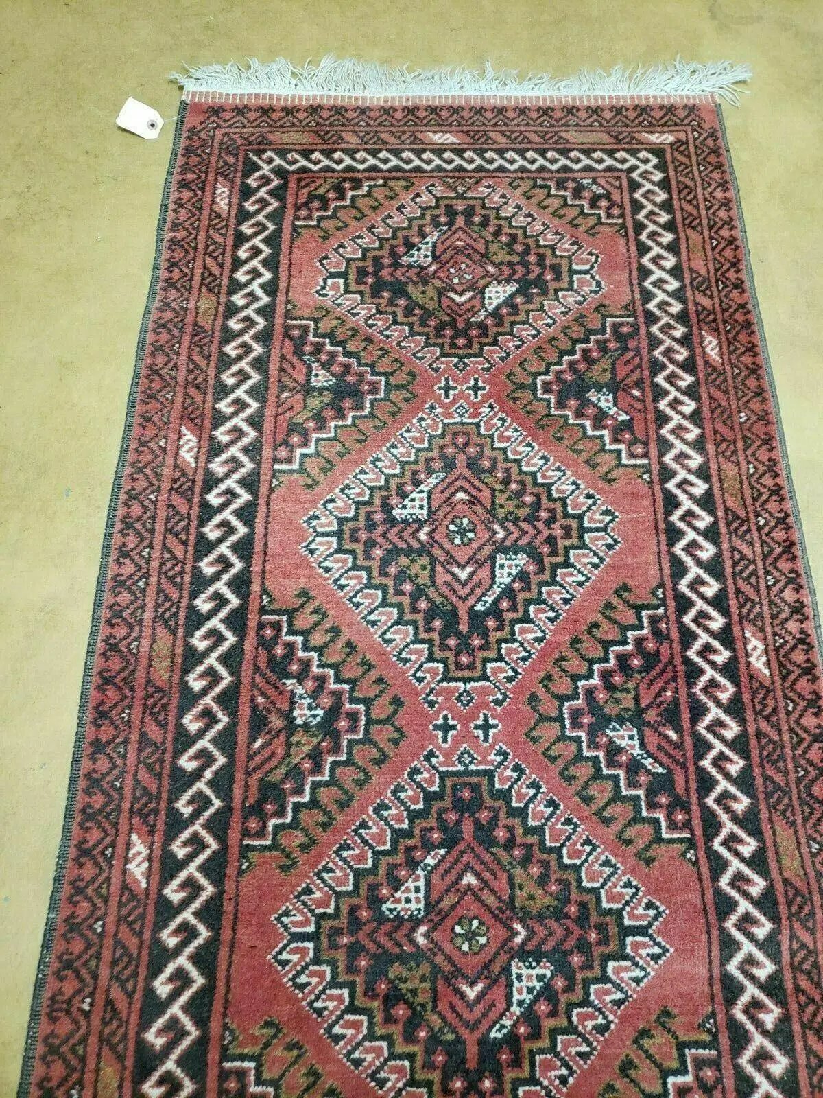 2' 5" X 9' Vintage Handmade Bokhara Red Turkoman Pakistani Wool Runner Rug Organic by Jewel Rugs