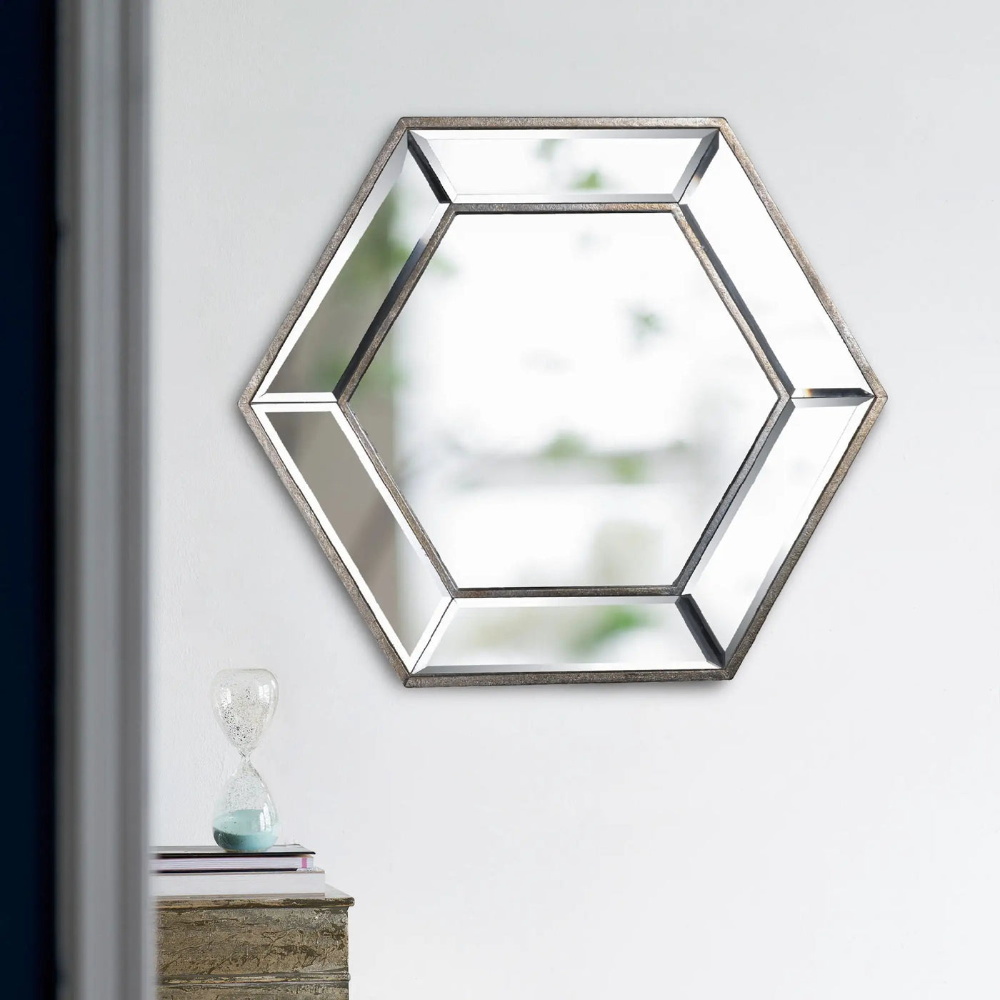Hexagon Wall Mirror With Contemporary Glass Design, Home Decor Accent Mirror For Living Room, Entryway, Bedroom by HouseOfZazla