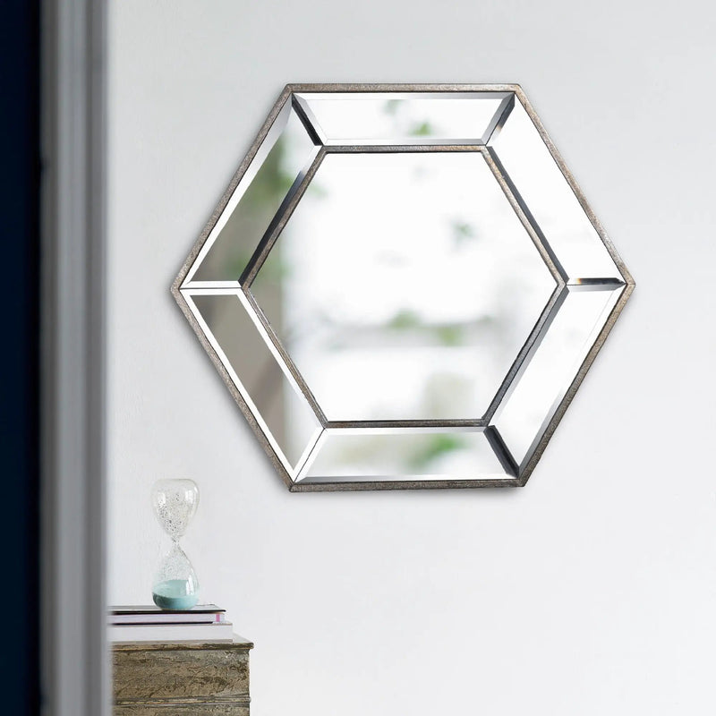 Hexagon Wall Mirror With Contemporary Glass Design, Home Decor Accent Mirror For Living Room, Entryway, Bedroom by Unique Piece Furniture