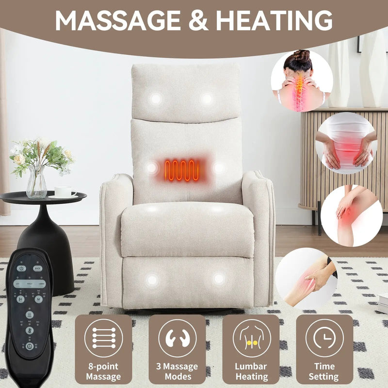 Heat Massage Manual Recliner Chair with Rocker and Swivel by HouseOfZazla