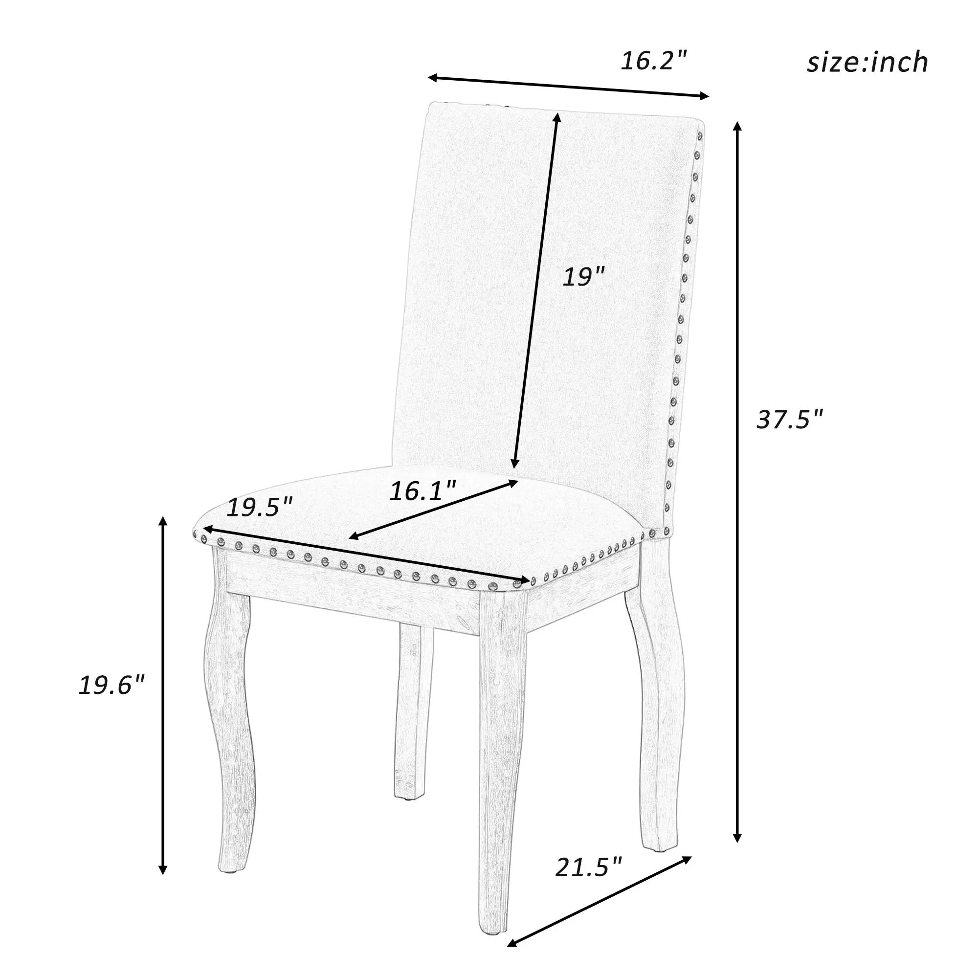 TREXM Set of 2 Dining Chairs - Wood Upholstered with Nailhead by HouseOfZazla