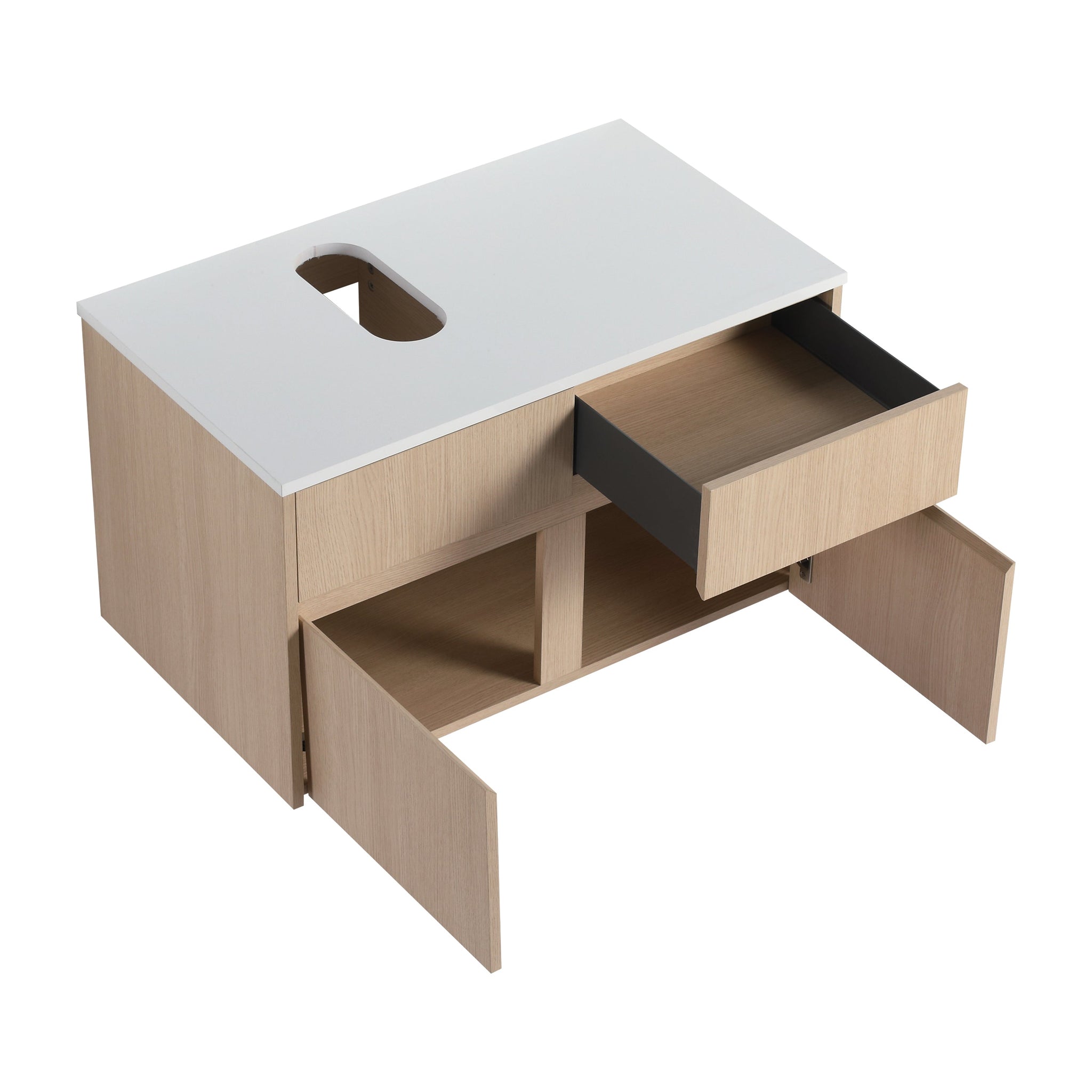 32-Inch Wall-Mounted Bathroom Vanity with 2 Soft Close Doors and 1 Drawer by HouseOfZazla