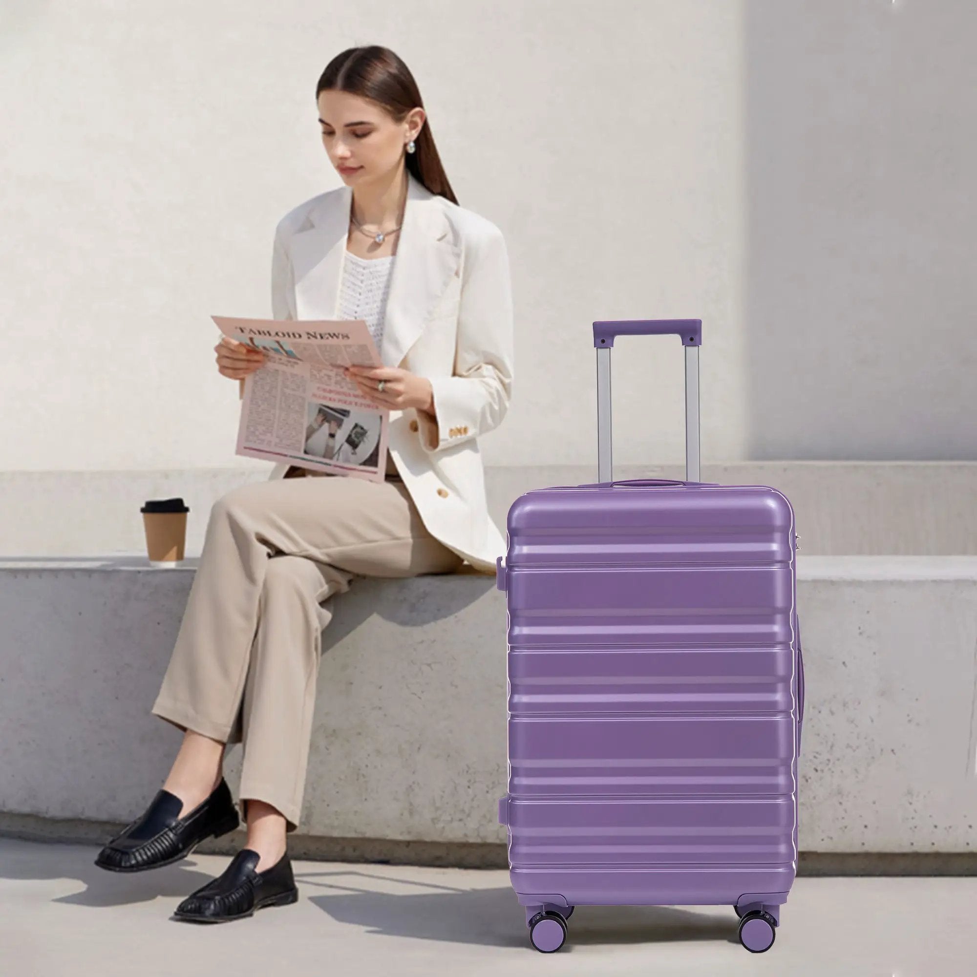 HIFINE Tourist 3-Piece ABS Spinner Wheel Luggage Set (Purple) by HouseOfZazla