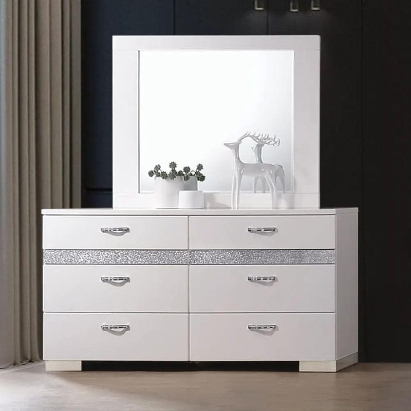 Naima II - Mirror - White High Gloss by Unique Piece Furniture