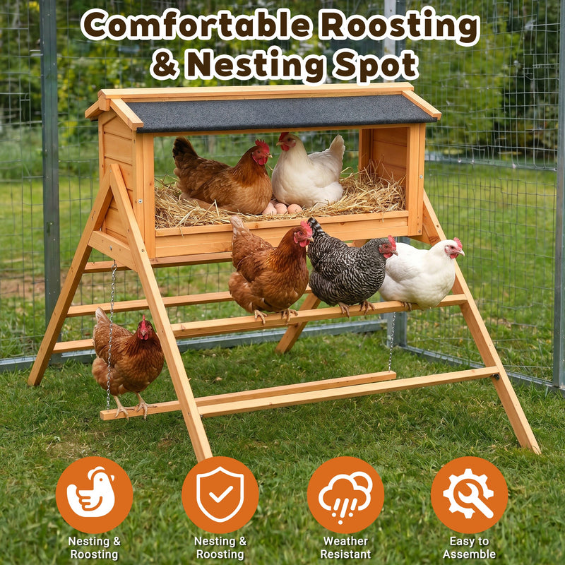 Chicken Nesting Box with Asphalt Roofing and Chicken Perch by HouseOfZazla