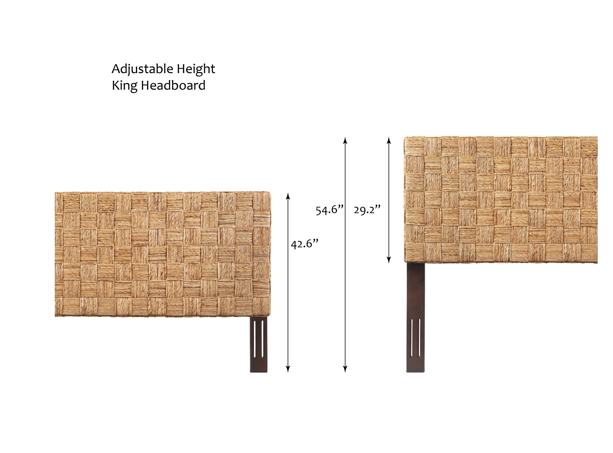 King Size Woven Rattan Adjustable-Height Headboard with Solid Mahogany Frame by HouseOfZazla