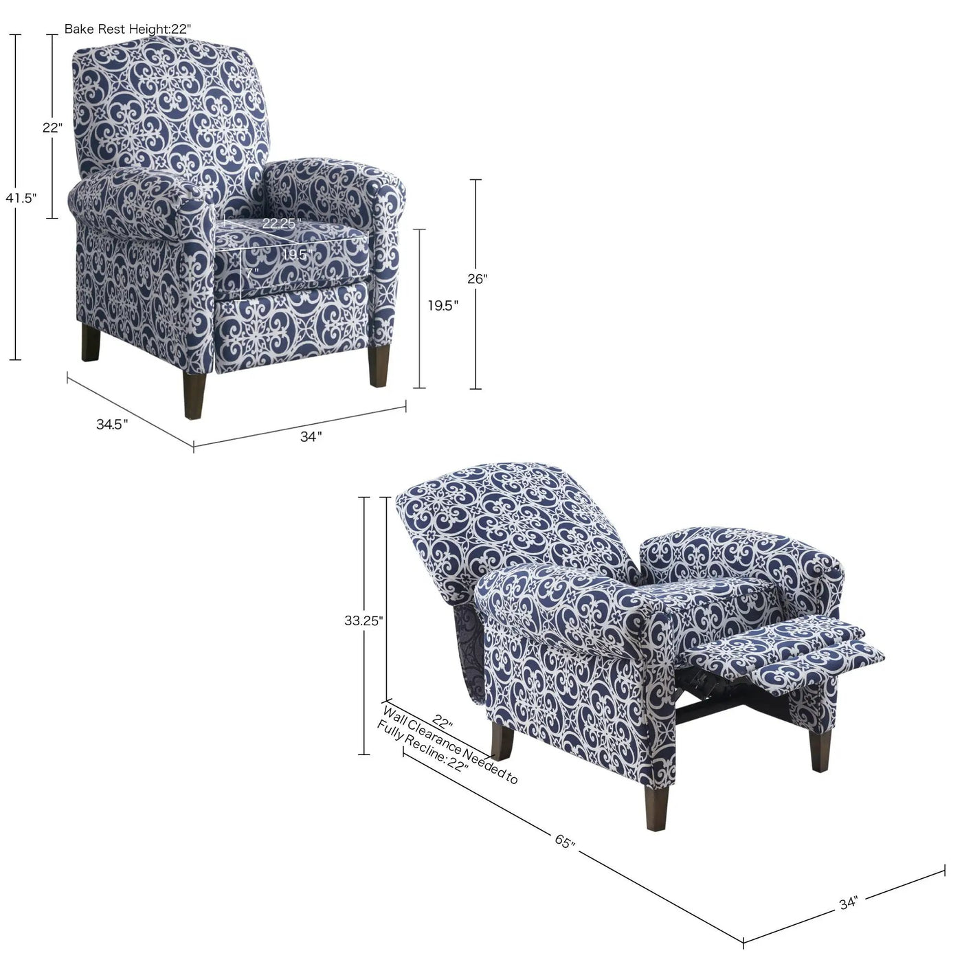 Kirby Transitional Push Back Recliner Chair by HouseOfZazla