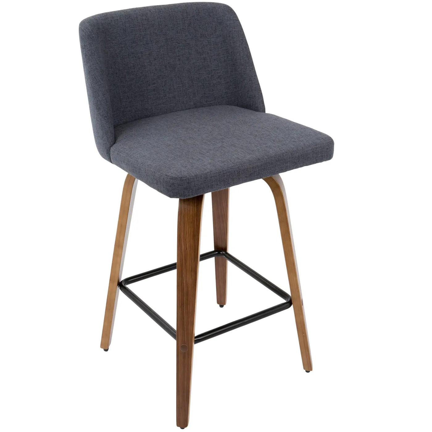Toriano - Mid Century Modern Fixed Height Counter Stool & Square Footrest (Set of 2) by HouseOfZazla