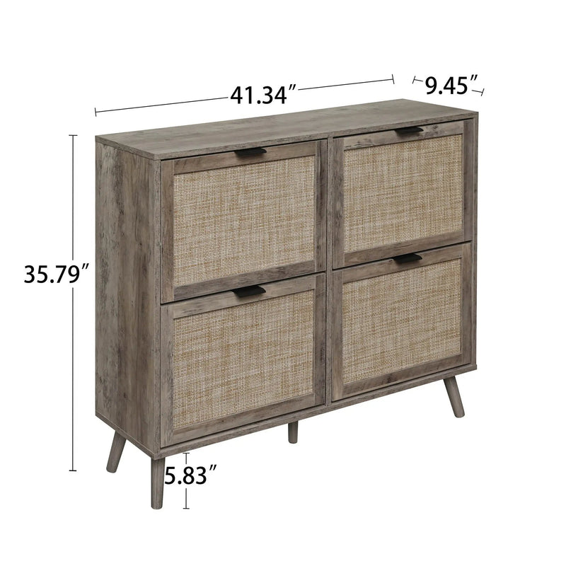 4 Door Shoe Rack, Freestanding Modern Shoe Storage Cabinet by HouseOfZazla