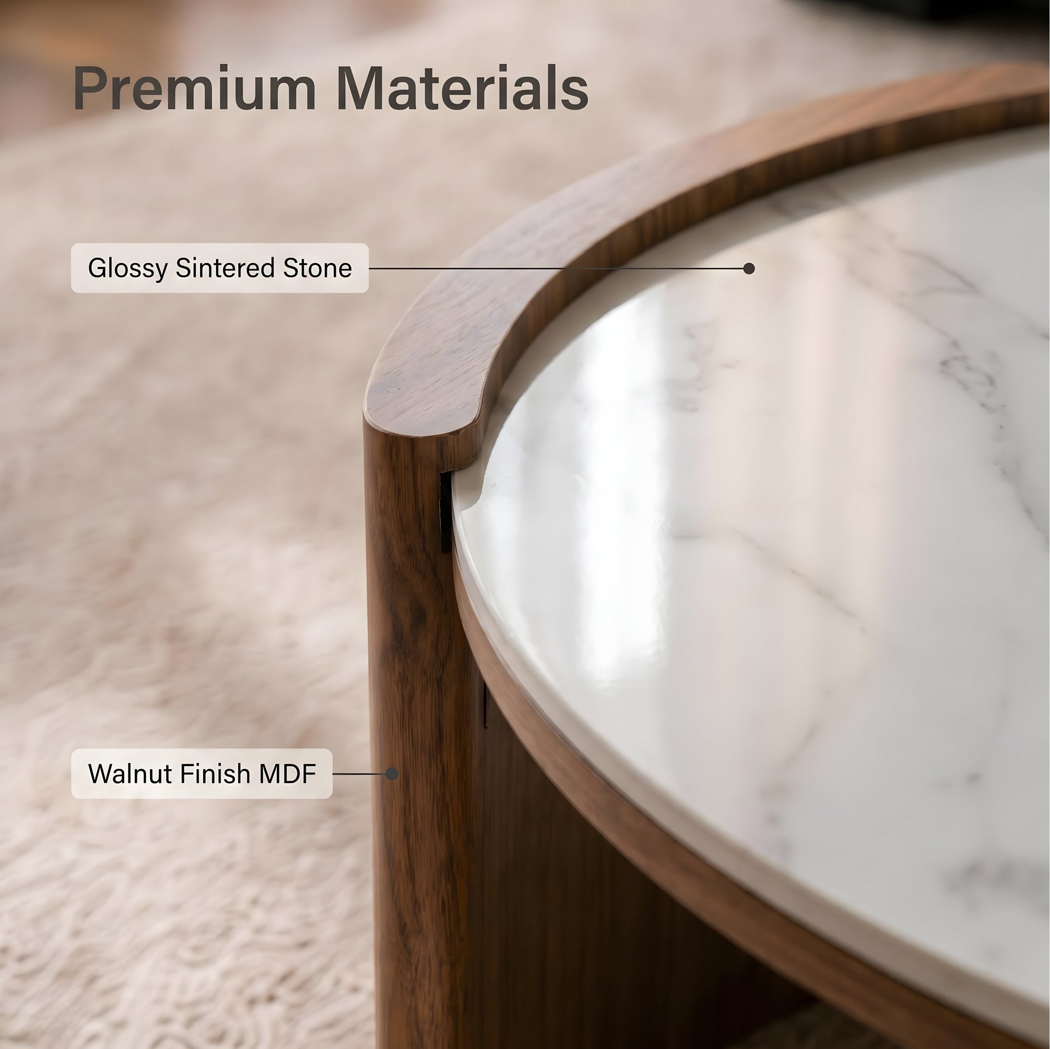 Modern Round Sintered Stone Coffee Table by HouseOfZazla
