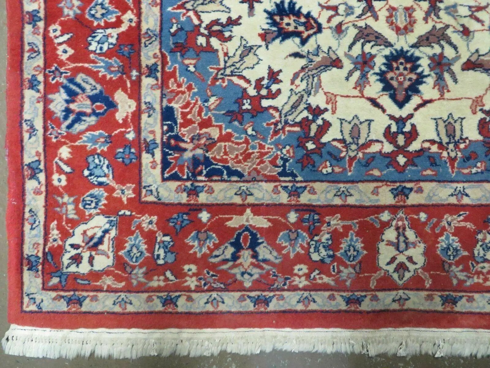 3' X 5' Vintage Handmade Authentic Oriental Floral Medallion Fine Wool Rug Beige Red and Blue Top Quality Veg Dyes by Jewel Rugs