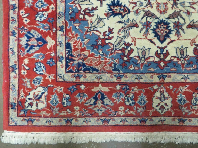 3' X 5' Vintage Handmade Authentic Oriental Floral Medallion Fine Wool Rug Beige Red and Blue Top Quality Veg Dyes by Jewel Rugs
