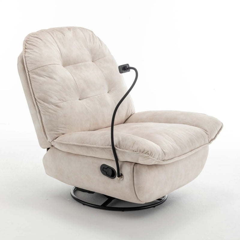 Modern Swivel Gliding Recliner Chair With Rocking Function And Phone Holder, Large Comfortable by Unique Piece Furniture