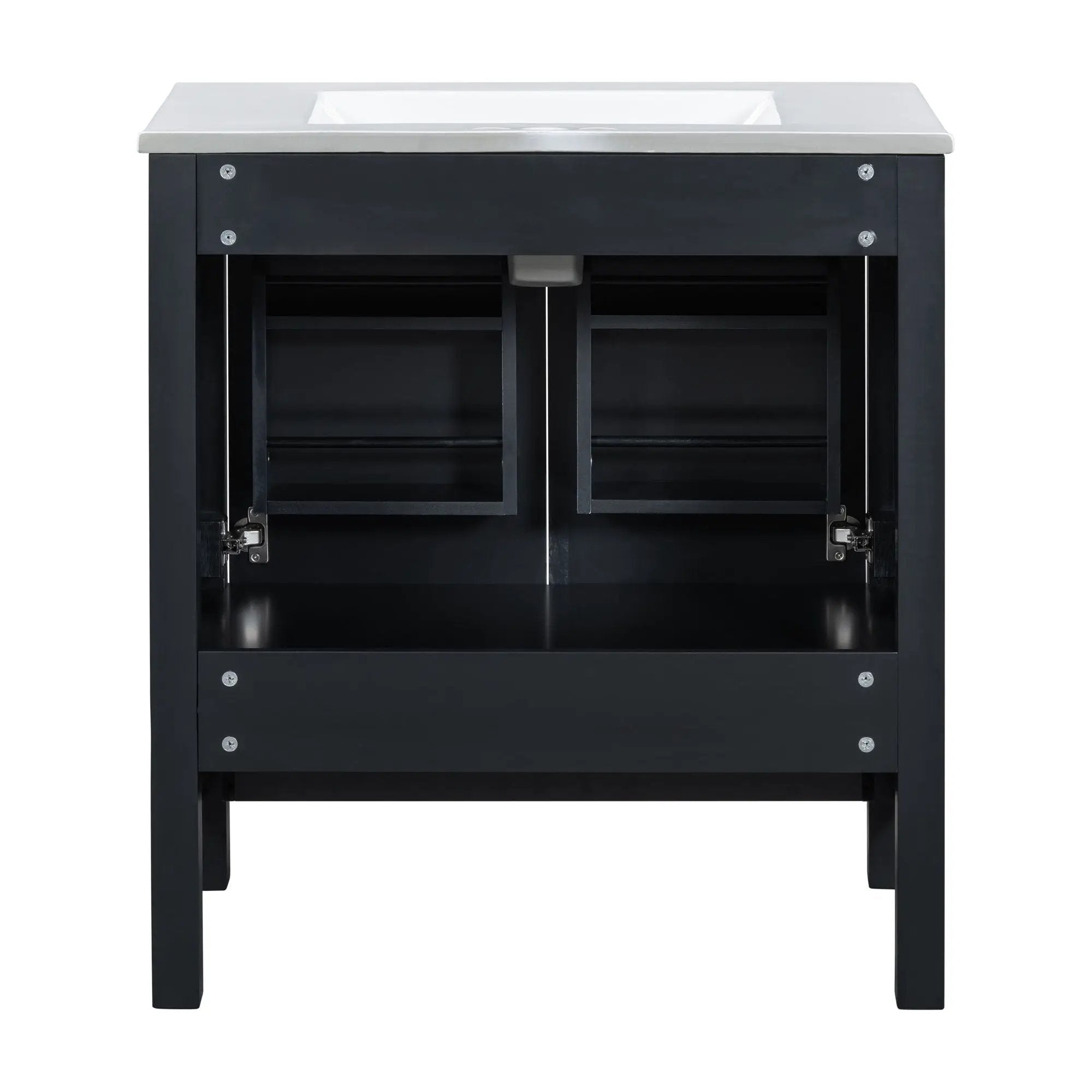 Bathroom Vanity With Single Sink, Combo Cabinet Undermount Sink, Bathroom Storage Cabinet With Two Doors And A Drawer, Soft Closing, Multifunctional Storage, Solid Wood Frame by HouseOfZazla