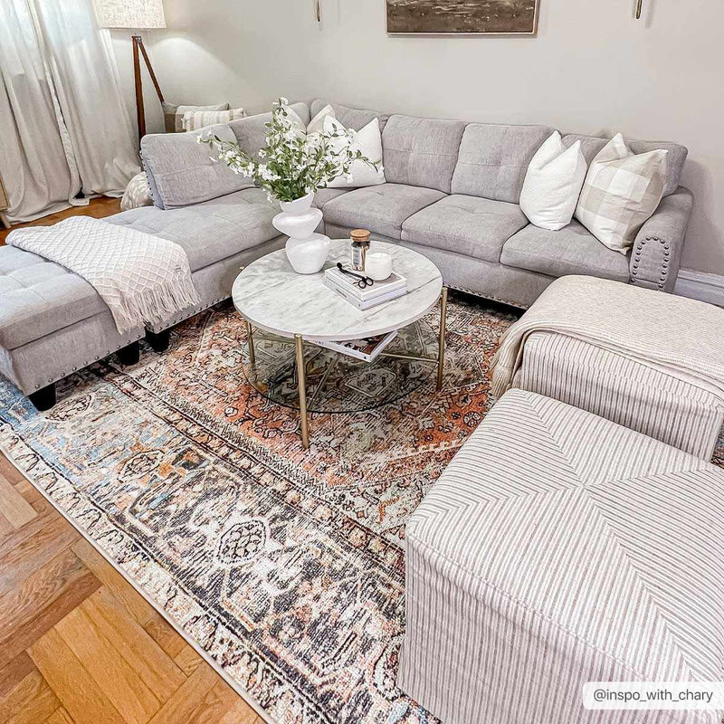 Beck Peach Washable Area Rug - Clearance by Boutique Rugs