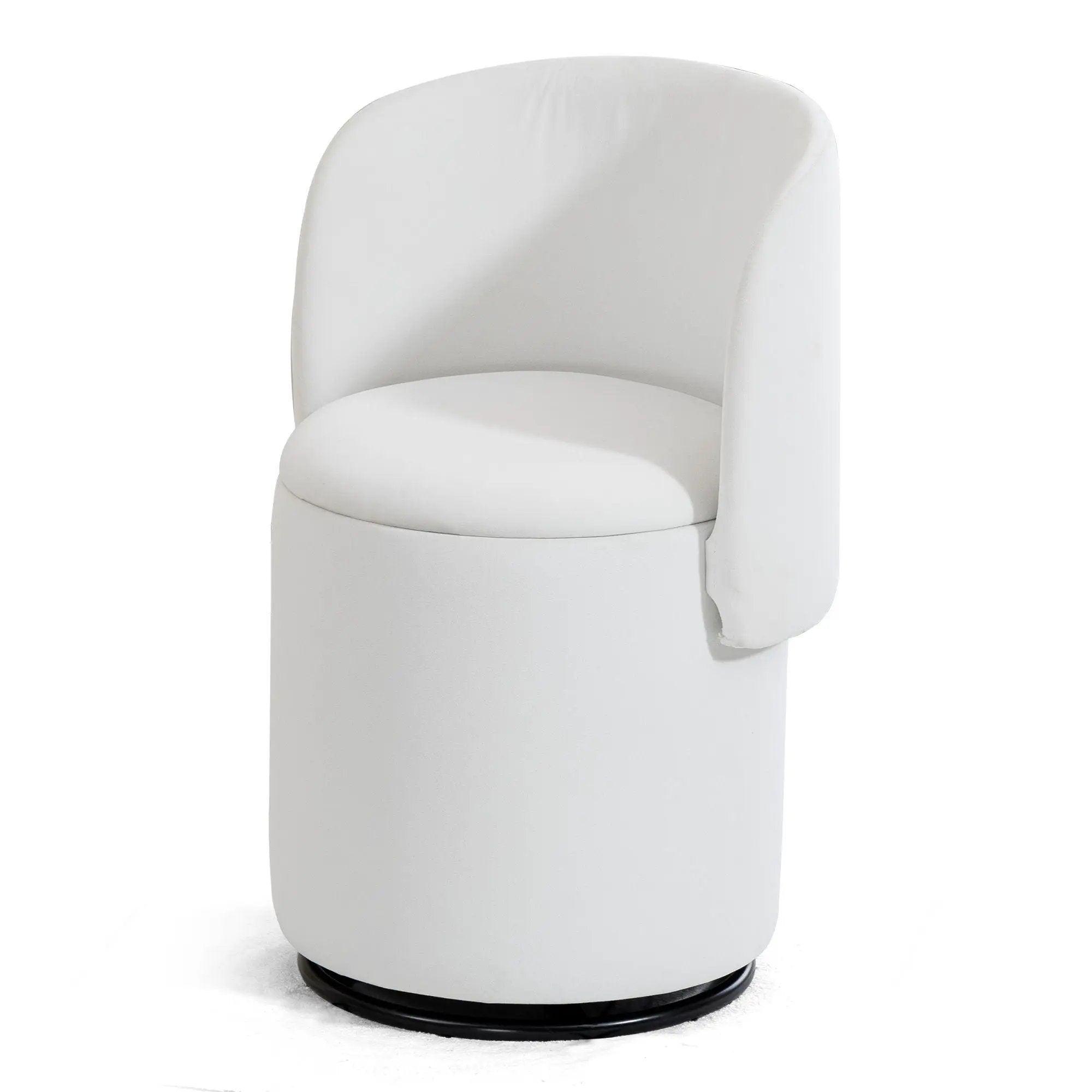 Barrel Chair With Built In Storage, 360° Swivel - Beige by HouseOfZazla
