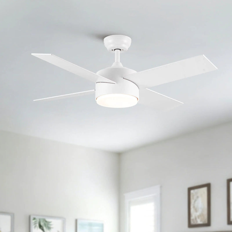 Ceiling Fan With Remote Control, Reversible DC Motor, 6 Speeds, 3 Dimmable LED, Quiet Timer For Indoor - White by Unique Piece Furniture