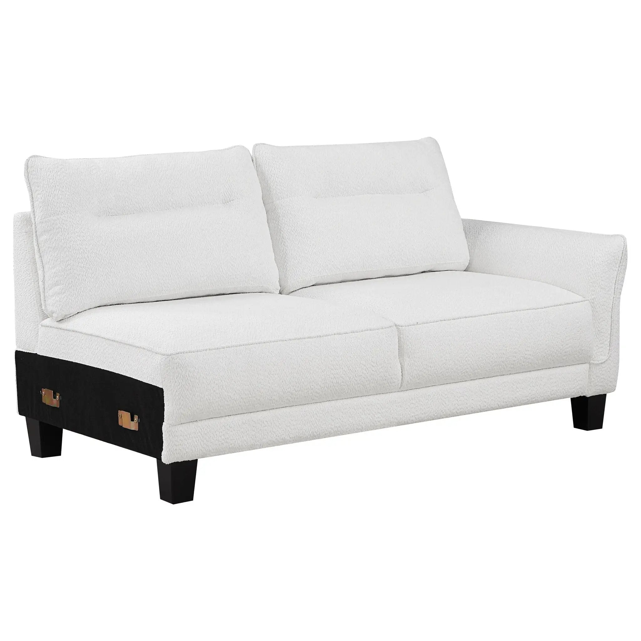 Caspian Upholstered Curved Arm Chaise Sectional Sofa White by Unique Piece Furniture