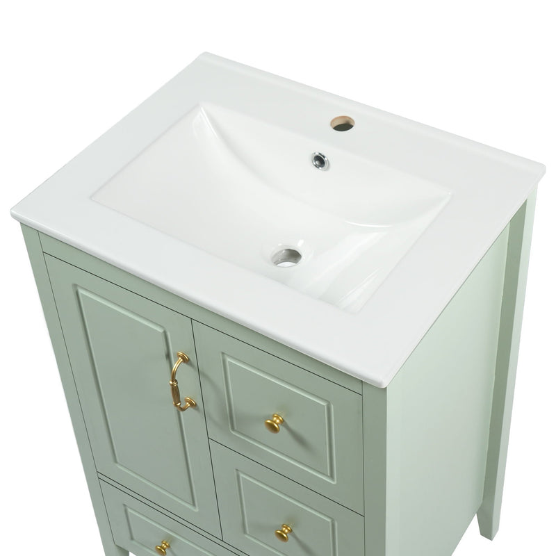 Retro Bathroom Vanity With Sink, Soft Closing Cabinet & Drawers by HouseOfZazla