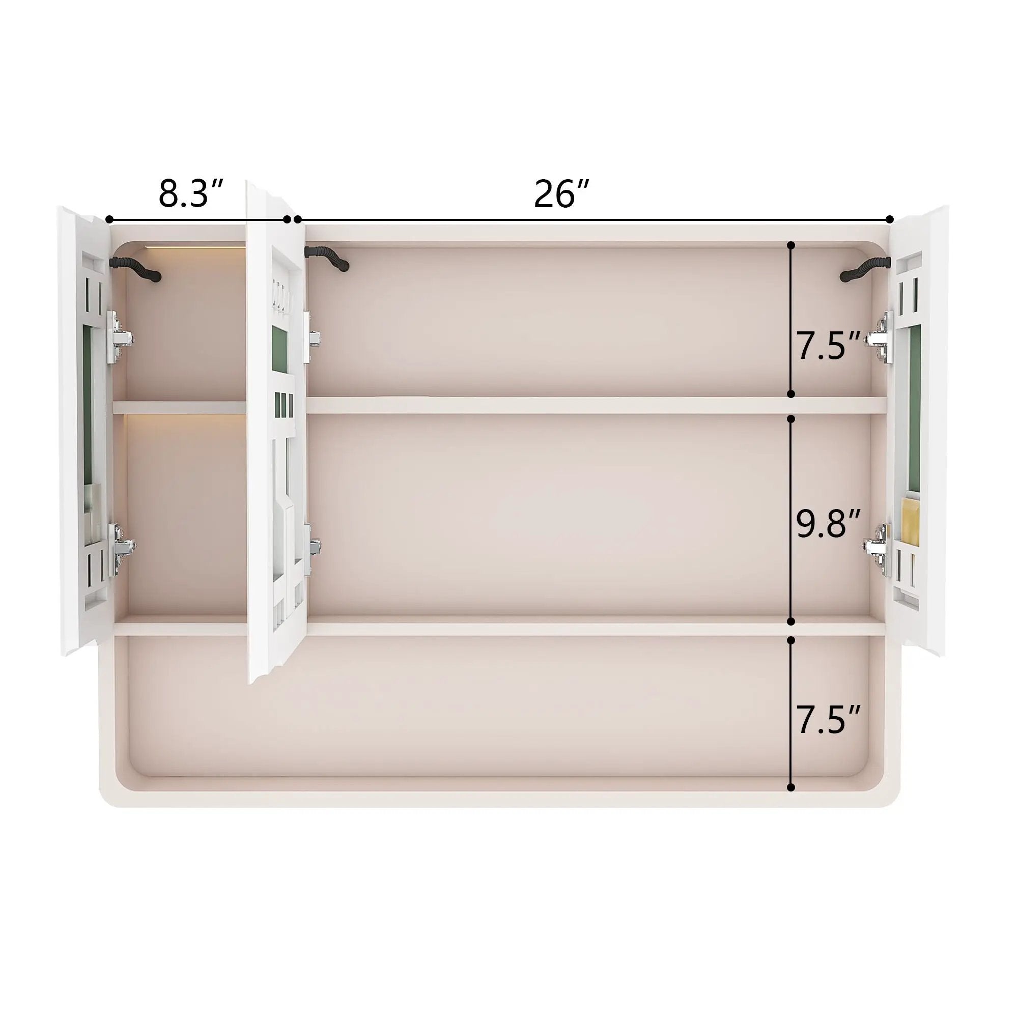 Aluminium Medicine Cabinet Mirror, With 3 Colors LED Light And Defogging Function - Khaki by Unique Piece Furniture