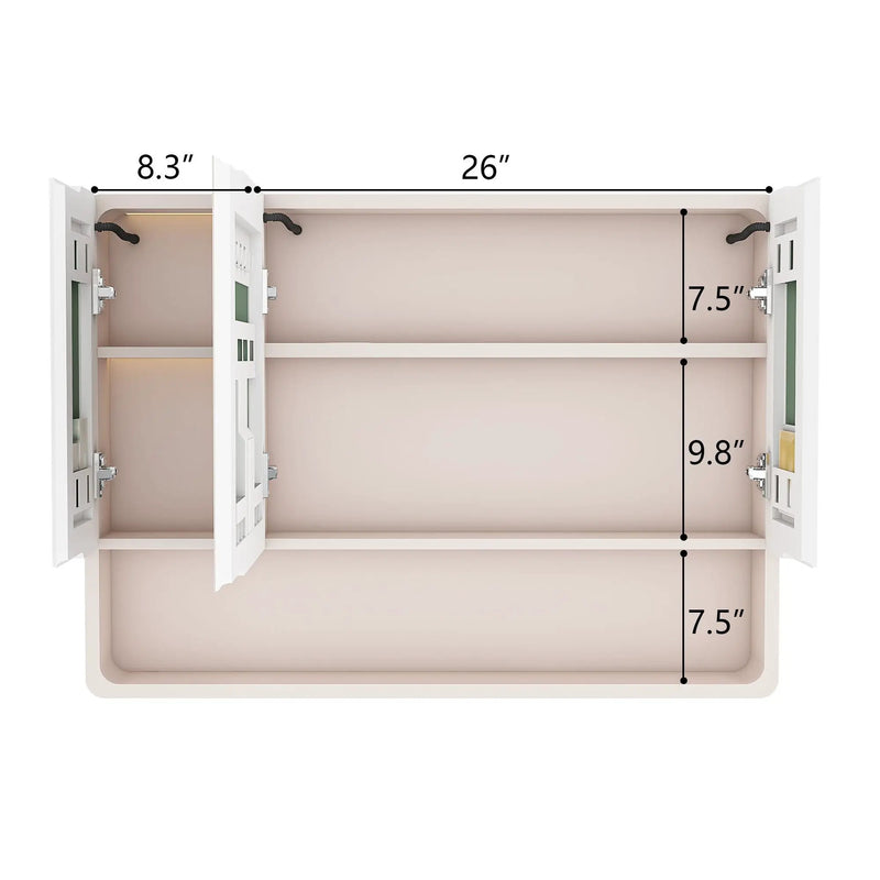 Aluminium Medicine Cabinet Mirror, With 3 Colors LED Light And Defogging Function - Khaki by Unique Piece Furniture